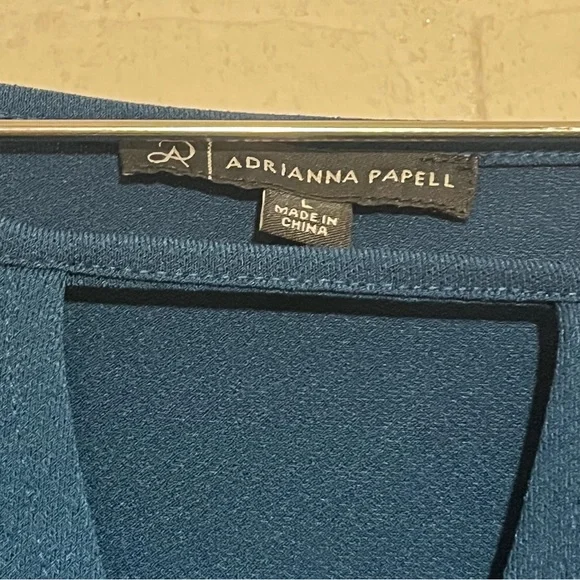 Adrianna Papell Womens Blouse Dark Blue Teal Work Top Like New Large - Picture 5 of 7